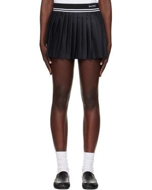 Sporty & Rich Abigail Wool Pleated Miniskirt - Black