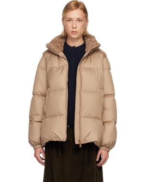 Moncler Esnaie Teddy-Trimmed Short Down Jacket - Natural
