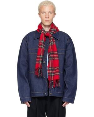 Charles Jeffrey Blouson Bleu Marine En Denim À Écharpe