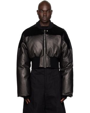 Rick Owens Flight ダウン レザージャケット - ブラック