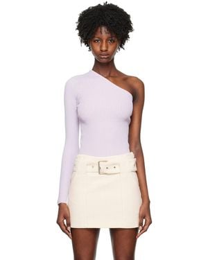 REMAIN Birger Christensen Purple Single-shoulder Long Sleeve T-shirt - Black