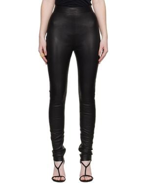 Balmain Zipped Lambskin Leggings - Black
