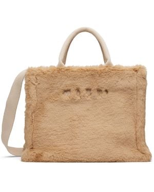 Marni Small Faux-Fur Basket Tote - Natural