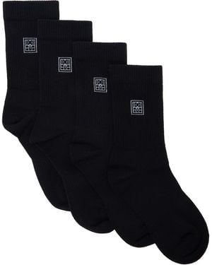 TOTEME Two-Pack Monogram Socks - Black