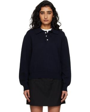 DUNST Cashmere Collared Polo - Blue