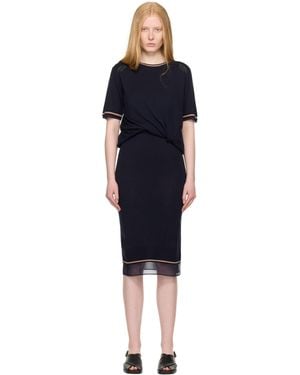 3.1 Phillip Lim Draped Knit & Organza Midi Dress - Black