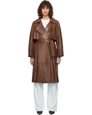 Nour Hammour Cisley Leather Trench Coat - Black