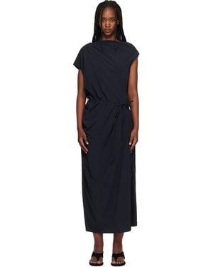 LE17SEPTEMBRE Asymmetrical Draped Midi Dress - Black