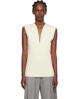 Lanvin Off- Jersey Plunging Neckline Top - Black