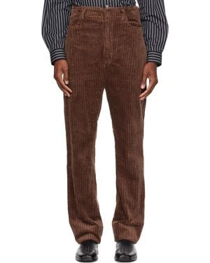 SOSHIOTSUKI Heavy Wale High Waist Trousers - Brown