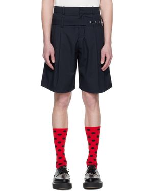 Charles Jeffrey ネイビー Belted Edinburgh ショートパンツ - ブルー