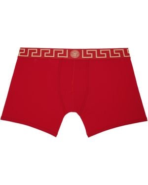 Versace Greca Border Long Boxer Briefs - Red