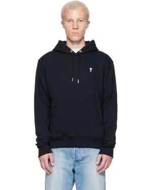 Ami Paris Cotton Ami De Coeur Hoodie - Black