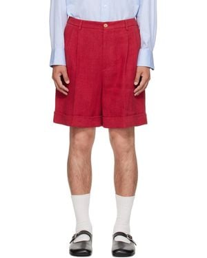 Valentino Linen Bermuda Shorts - Red