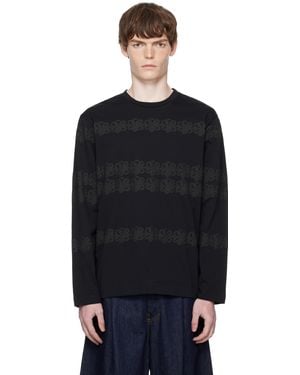 Simone Rocha Ribbon Daisy Chain Print Long Sleeve T-Shirt - Black