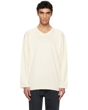 Nanamica オフホワイト レーヨン コットン 長袖Tシャツ - ブラック