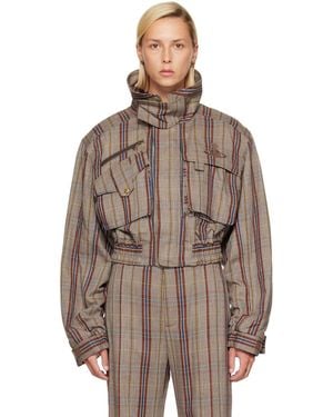 Vivienne Westwood Taupe Memphis Cropped Bomber Jacket - Brown