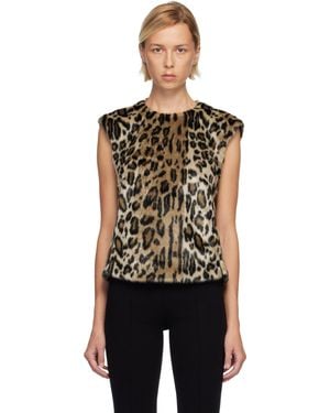Anna Sui Leopard Sleeveless Faux-Fur Top - Black