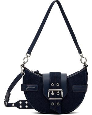 Ganni Petit Sac À Bandoulière Bucky Bleu Marine En Denim