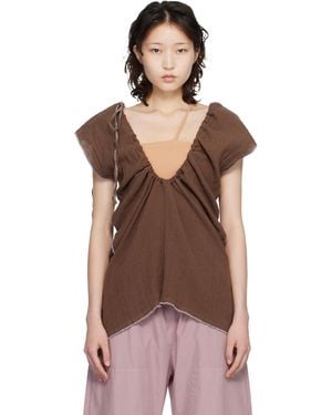 Baserange Crinkle Linen Max Blouse - Brown
