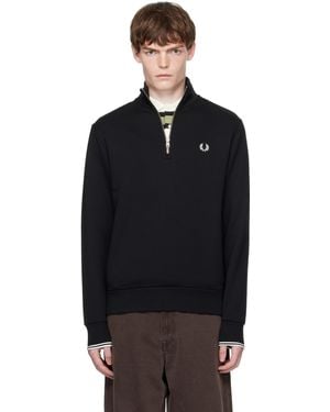 Fred Perry Half Zip Sweatshirt - Black
