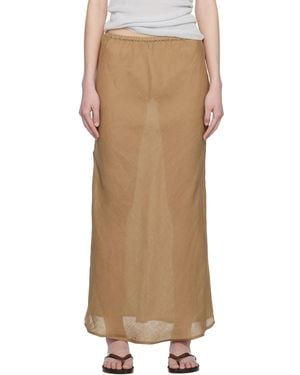 Baserange Tan Fine Linen Dydine Maxi Skirt - Multicolor