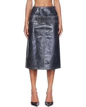 DIESEL Patent Leather Midi Skirt - Blue