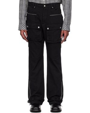 C2H4 Tulwar Cut Military Work Cargo Trousers - Black