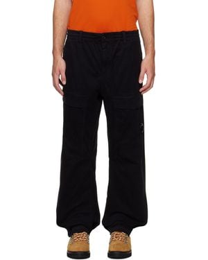 C.P. Company Stretch Sateen No Side Seams Lens Cargo Trousers - Black
