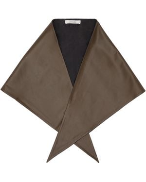 Lemaire Khaki Large Leather Triangle Scarf - Brown
