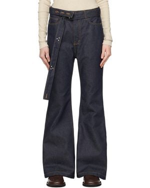 OPEN YY Belted Loose Bootcut Jeans in Blue | Lyst Australia