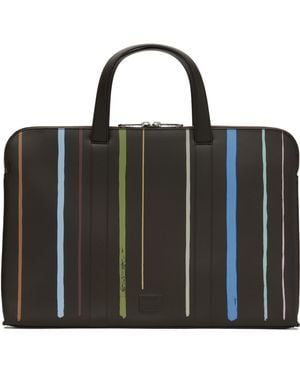 Paul Smith 'Painted Stripe' Slim Leather Folio Briefcase - Black