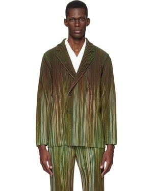 Homme Plissé Issey Miyake Paint Brush Close-Up Blazer - Green