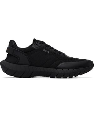 BOSS Leather Trims Running Trainers - Black