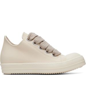 Rick Owens Baskets Basses Blanc Cassé À Laçage Surdimensionné