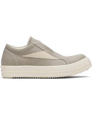 Rick Owens Taupe Concordians Laceless Vintage Sneaks Trainers - Black