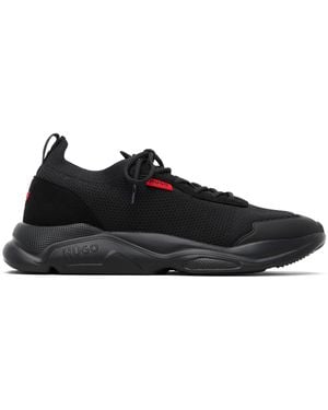 HUGO Logo Flag Trainers - Black