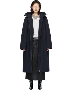 Jil Sander Manteau Long Décontracté Noir Rembourré En Duvet