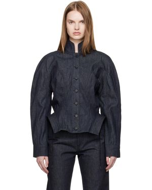 Mugler Sculptural Denim Jacket - Blue