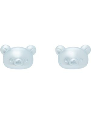 Jiwinaia Très Grandes Boucles D'Oreilles À Fermoir Sphérique Édition Rilakkuma - Noir