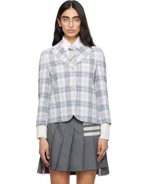 Thom Browne Cropped Sack Plaid Cotton Blazer - Multicolour