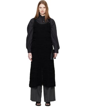 Y's Yohji Yamamoto Solid Knit Arranged Strap Midi Dress - Black