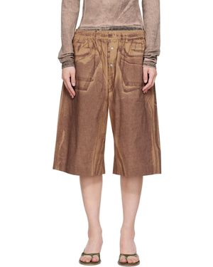 Acne Studios Tan Printed Shorts - Brown