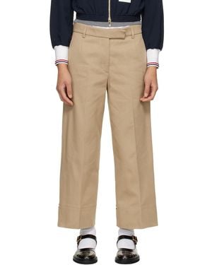 Thom Browne Khaki Cotton Gabardine Chino Trousers - Black