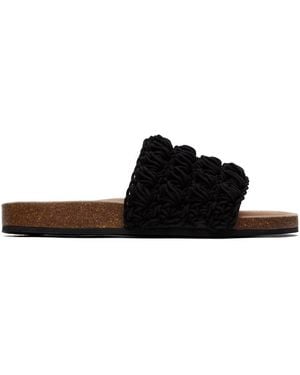 JW Anderson Sandales à enfiler noires à bride en crochet à point popcorn
