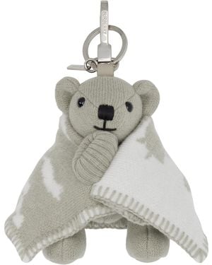 Burberry Graphic Wool-Cashmere Keychain - White