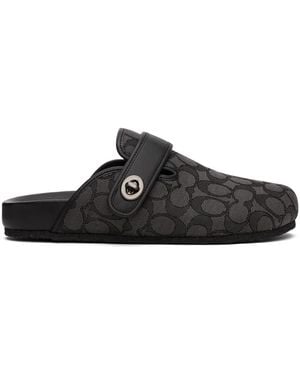 COACH Grey & Black Signature Jacquard Clogs