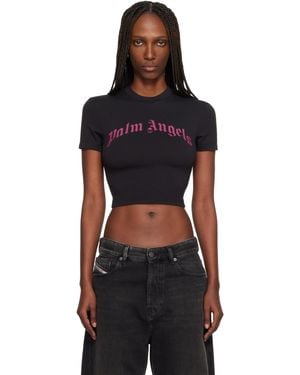 Palm Angels ブラック カーブドロゴ ベビーTシャツ