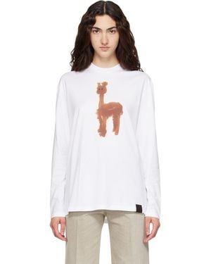 Stella McCartney Watercolor Alpaca Long Sleeve Cotton T-Shirt - White