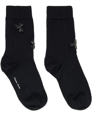 Simone Rocha Embellished Merino Silk Ankle Socks - Black